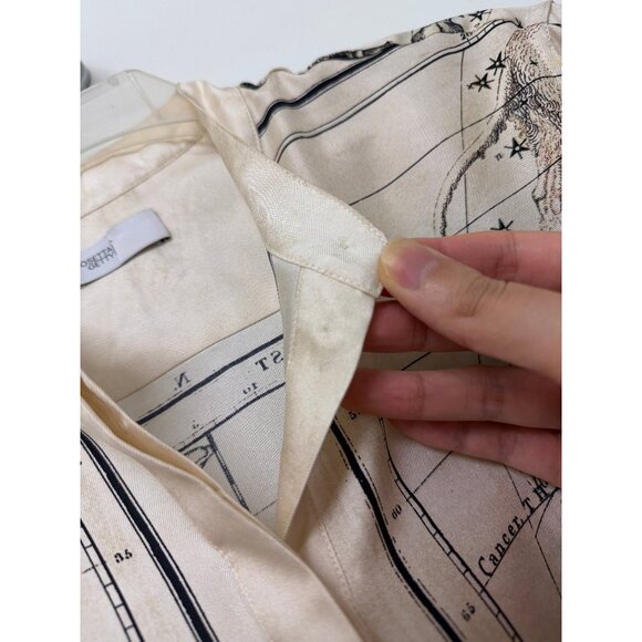 Rosetta Getty Astrology Zodiac Signs Map Print Silk Shirt Blouse Beige 2022 6 - Picture 6 of 16